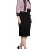 NY Collection Lace-Detail 2 Piece Textured Knit Dress Set