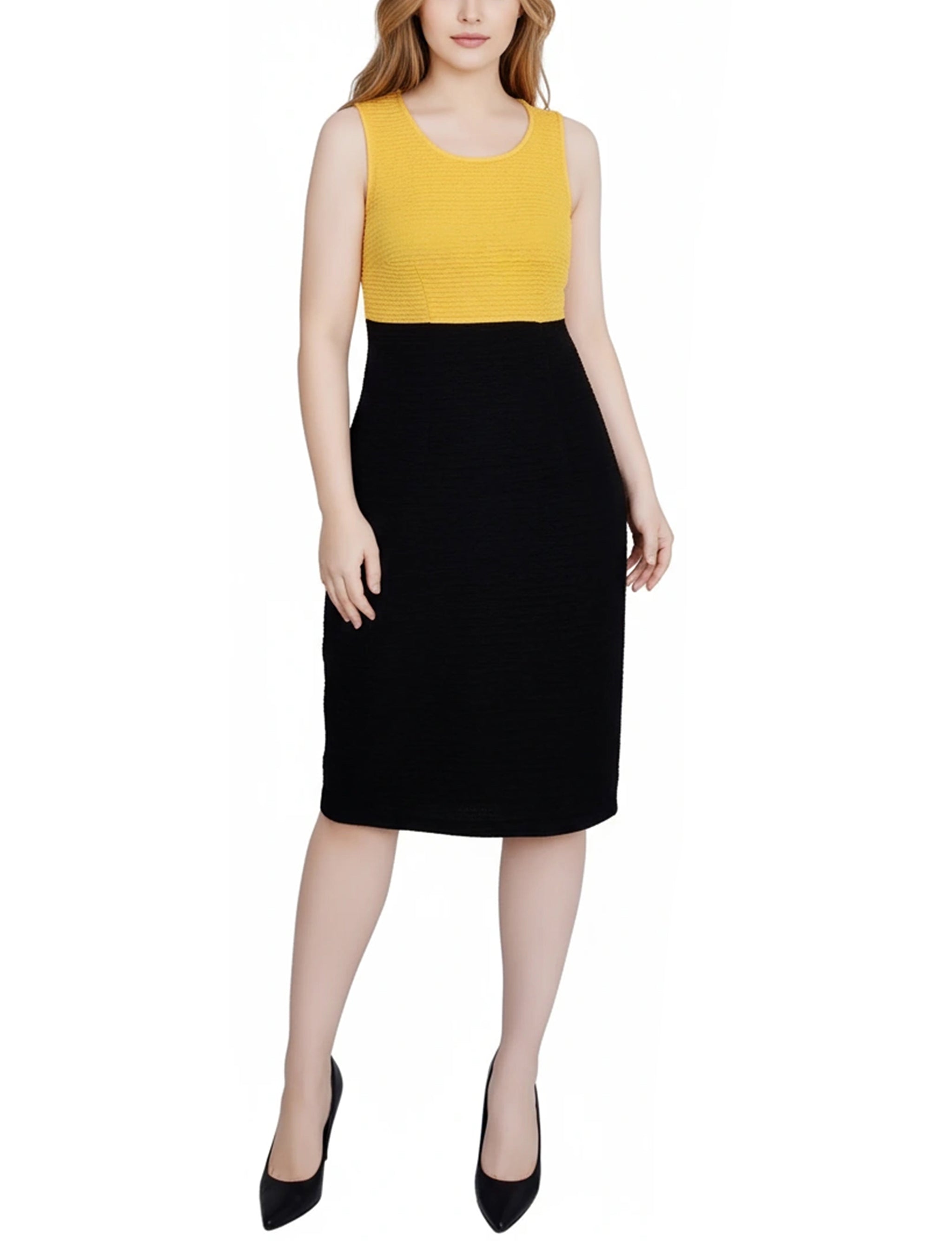 NY Collection Lace-Detail 2 Piece Textured Knit Dress Set