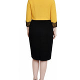 NY Collection Lace-Detail 2 Piece Textured Knit Dress Set