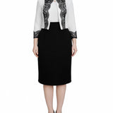 NY Collection Lace-Detail 2 Piece Textured Knit Dress Set