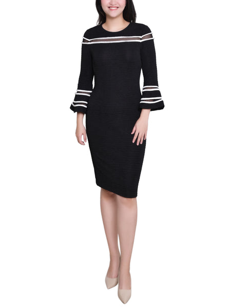 Black White Long Bell Sleeve Dress With Contrast Striping – Dressbarn