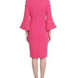 Long Bell Sleeve Dress With Contrast Striping