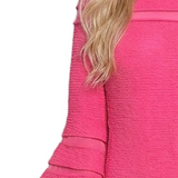Long Bell Sleeve Dress With Contrast Striping