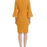 Long Bell Sleeve Midi Dress With Contrast Striping