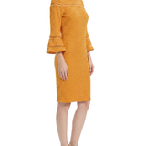 Long Bell Sleeve Midi Dress With Contrast Striping