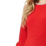 NY Collection Petite 3/4 Sleeve Pearl Detail Dress