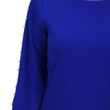 NY Collection Petite 3/4 Pearl-Detail Petal Sleeve Dress