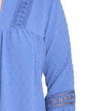 NY Collection Petite Long Sleeve Blouse With Crochet Trim