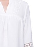 NY Collection Petite Long Sleeve Blouse With Crochet Trim