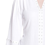 NY Collection Petite Long Sleeve Studded Blouse