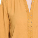 NY Collection Petite Long Sleeve Studded Blouse
