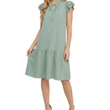 NY Collection Petite Flutter Sleeve Flounced Dress