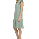 NY Collection Petite Flutter Sleeve Flounced Dress