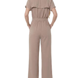 Short Sleeve Belted Jumpsuit, Petite