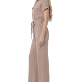 Short Sleeve Belted Jumpsuit, Petite