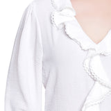 NY Collection Petite Short Sleeve Ruffle Front Blouse