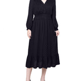 NY Collection Petite Long Sleeve Surplice Neck Dress