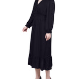 NY Collection Petite Long Sleeve Surplice Neck Dress