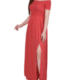 Red Smocked Bodice Maxi Dress - Petite