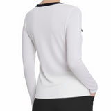 NY Collection Petite Long Sleeve Contrast Detail Top