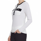 NY Collection Petite Long Sleeve Contrast Detail Top