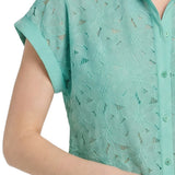 Short Sleeve Eyelet Blouse, Petite
