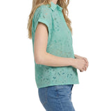 Short Sleeve Eyelet Blouse, Petite