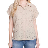Short Sleeve Eyelet Blouse, Petite