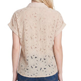 Short Sleeve Eyelet Blouse, Petite
