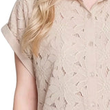 Short Sleeve Eyelet Blouse, Petite