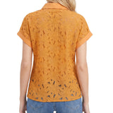Short Sleeve Eyelet Blouse, Petite
