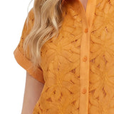 Short Sleeve Eyelet Blouse, Petite