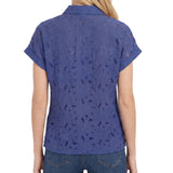 Short Sleeve Eyelet Blouse, Petite