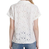 Short Sleeve Eyelet Blouse, Petite