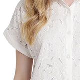 Short Sleeve Eyelet Blouse, Petite