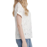 Short Sleeve Eyelet Blouse, Petite