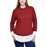 Long Sleeve Two-Fer Top, Petite