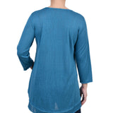 3/4 Sleeve V-Neck Pullover Top, Petite
