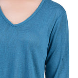 3/4 Sleeve V-Neck Pullover Top, Petite
