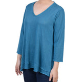 3/4 Sleeve V-Neck Pullover Top, Petite