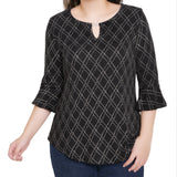 NY Collection Petite 3/4 Bell Sleeve Top With Hardware