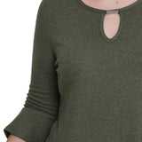 NY Collection Petite 3/4 Bell Sleeve Top With Hardware