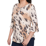 NY Collection Petite 3/4 Bell Sleeve Top With Hardware