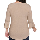 NY Collection Petite 3/4 Bell Sleeve Top With Hardware