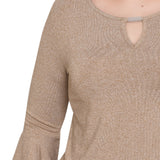 NY Collection Petite 3/4 Bell Sleeve Top With Hardware