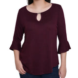 NY Collection Petite 3/4 Bell Sleeve Top With Hardware