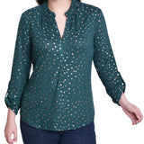 NY Collection Petite Long Roll Tab Sleeve Tunic