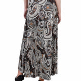 Maxi Skirt With Sash Waist Tie, Petite, Brown Paisley