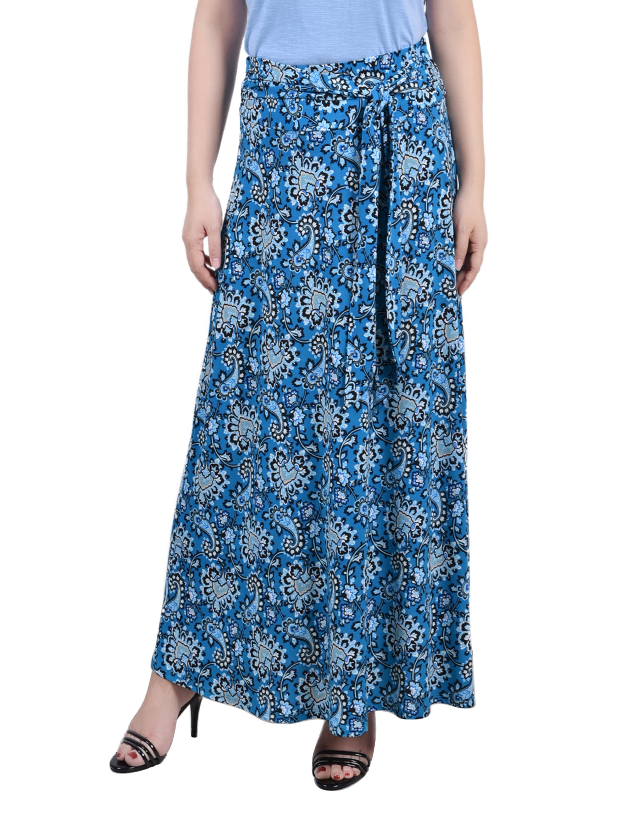 Maxi Skirt With Sash Waist Tie, Petite
