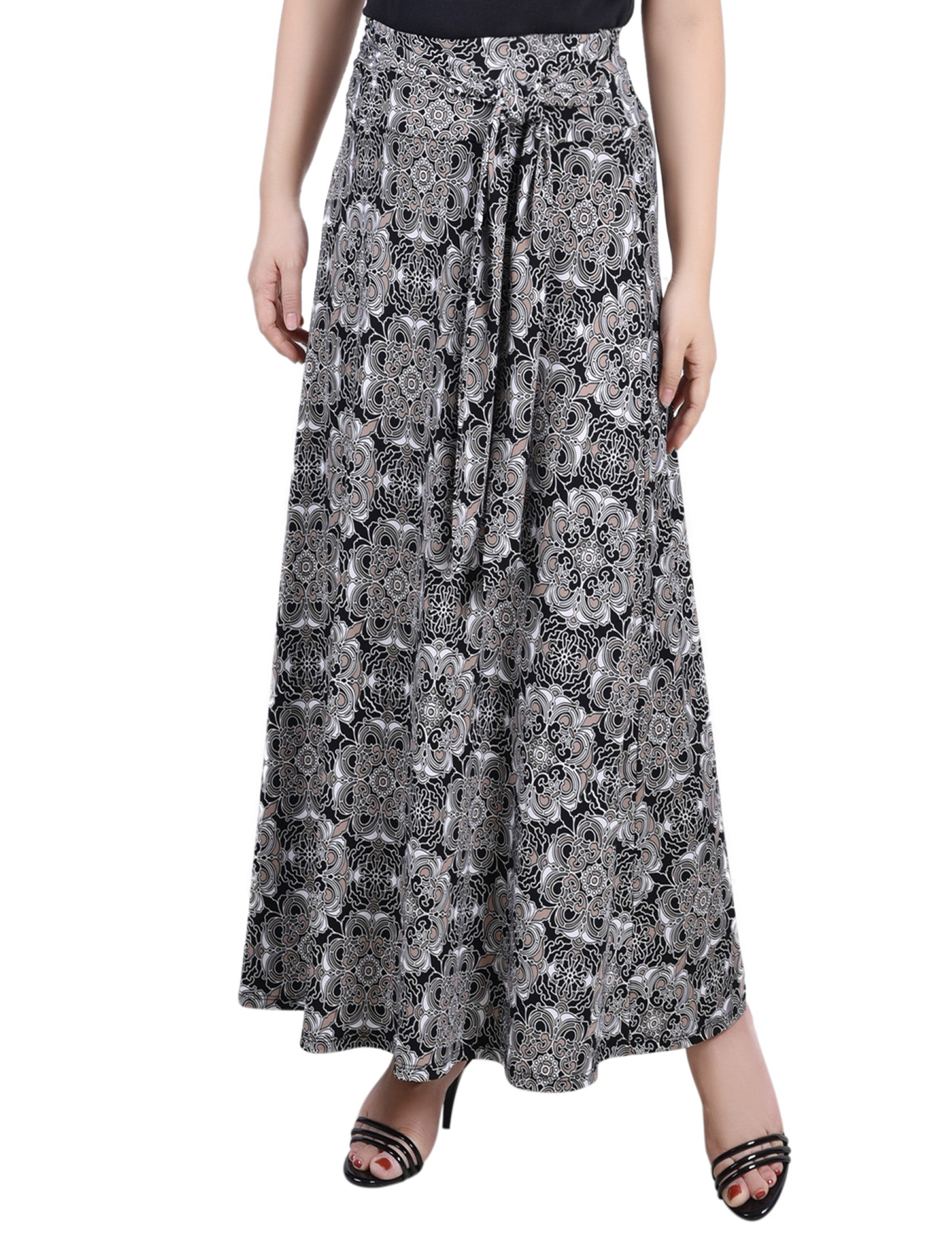 Maxi Skirt With Sash Waist Tie, Petite